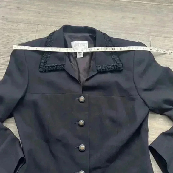 Selina | Black 100% new wool vintage blazer with curly lamb lining - Picture 10 of 14